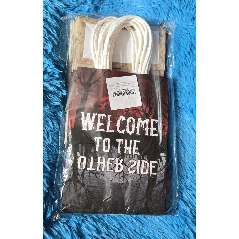 Welcome To The Other Side Halloween Paper Gift Bags With Handles 16ct 2 Designs